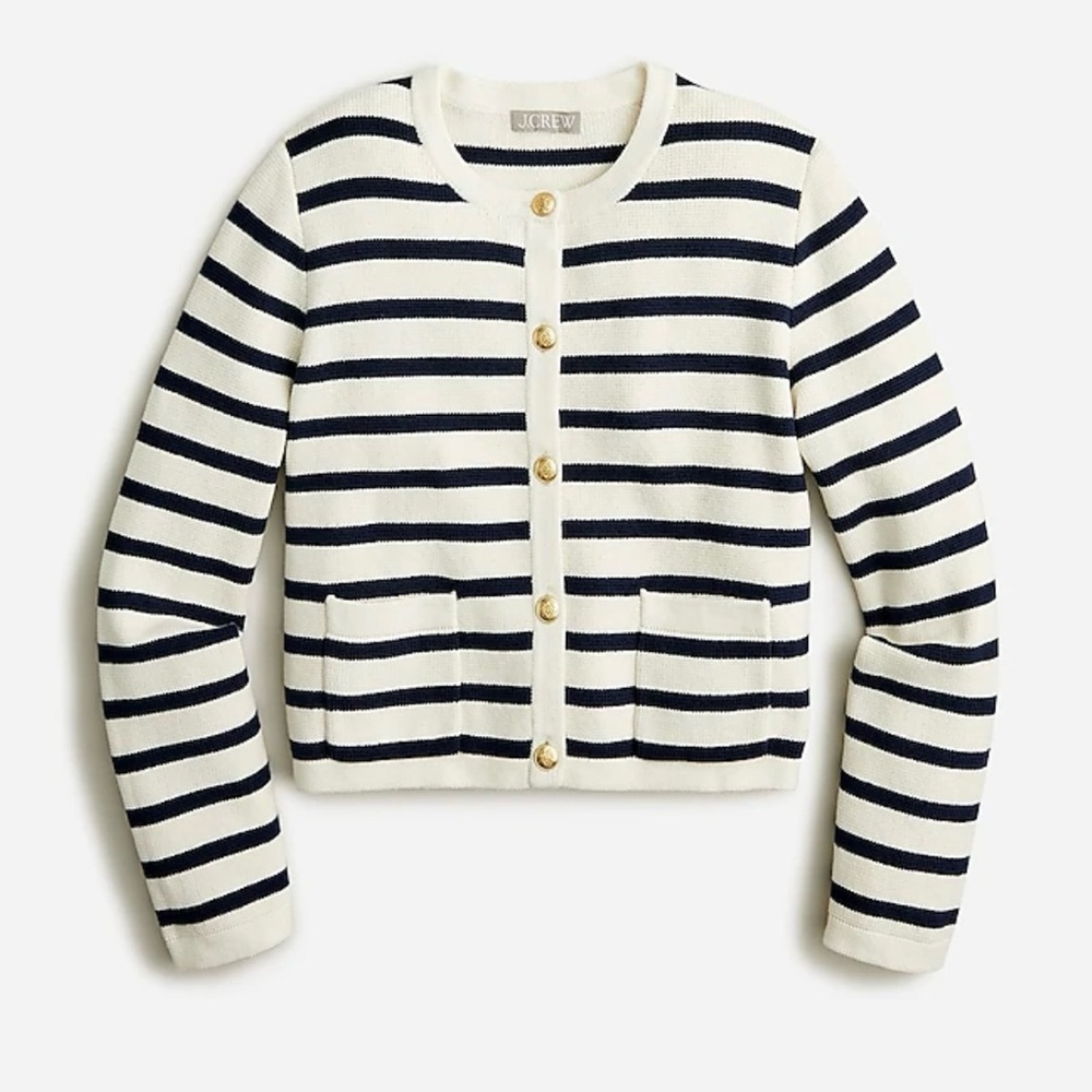 J. Crew Emilie patch-pocket sweater lady jacket in stripe